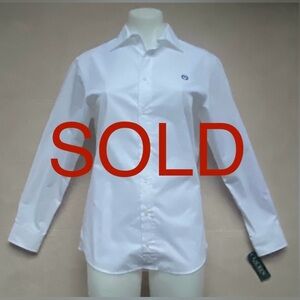 RALPH LAUREN Boys’ Button Down Dress Shirt, Size 18R, White, Long Sleeves, NWT